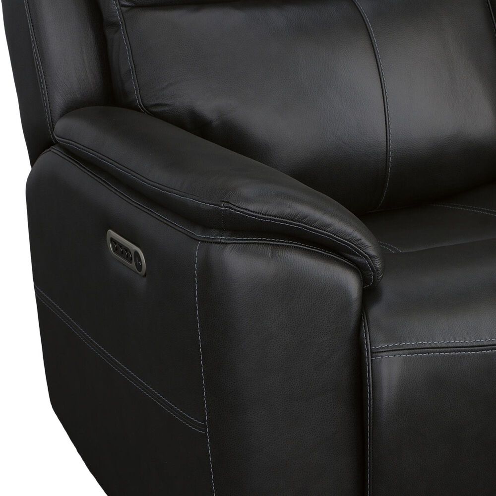 Flexsteel Crew 2-Piece Leather Power Reclining Living Room Set in Raven, , large