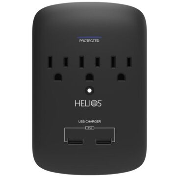 MetraAV Helios 3 Outlet Wall Tap Surge Protector with 2 USB Charging Ports, , large