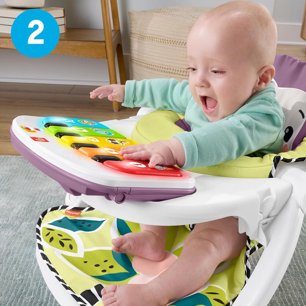 Fisher Price Monkey Baby Chair Kick and Play Deluxe Sit-Me-Up Seat in Purple and Multicolor, , large