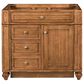 James Martin Vanities Bristol 36" Single Bathroom Vanity in Saddle Brown with Single Hole 3 cm White Zeus Quartz Top and Rectangular Sink, , large