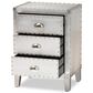 Baxton Studio Claude 3-Drawer Nightstand in Silver, , large