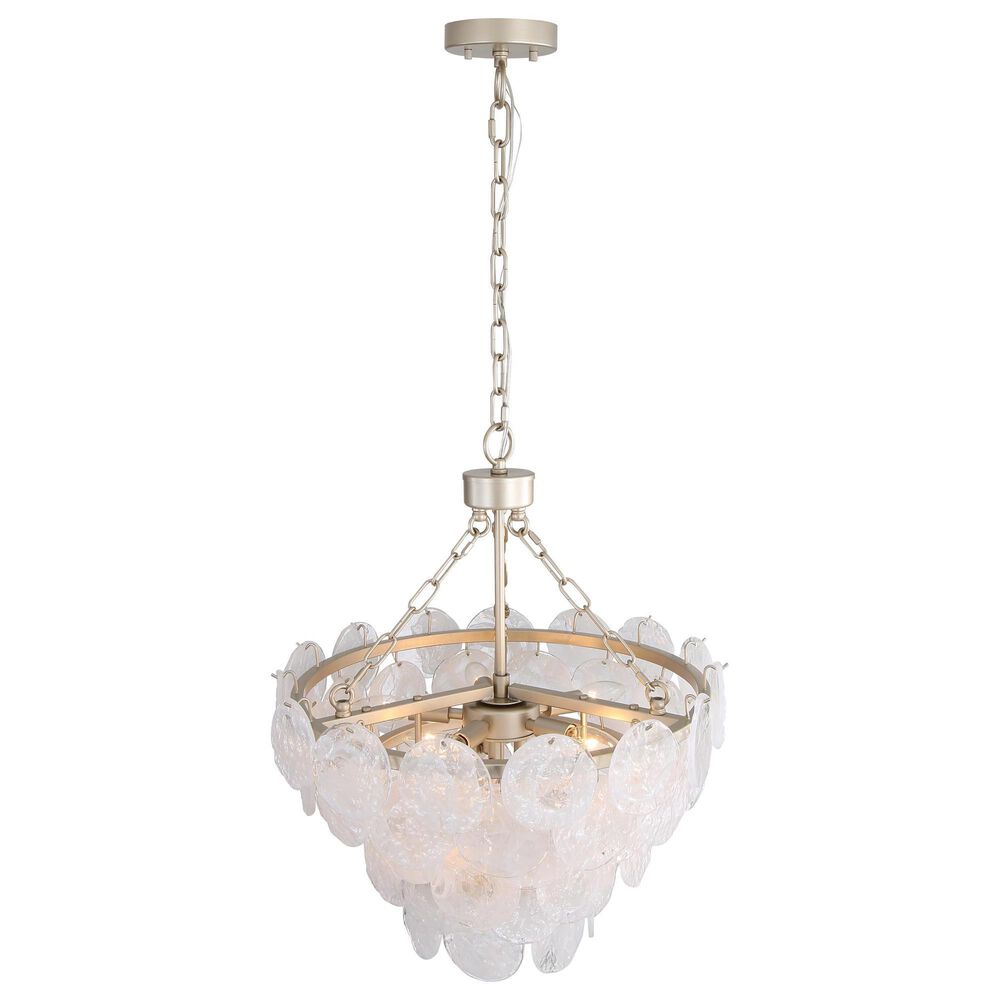 Golden Lighting Cascada 3-Tier 8-Light Pendant with Cirrus Cloud Glass Shade in Aegean Silver, , large