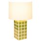 Creative Coop Zara Stoneware Table Lamp in Green and White, , large