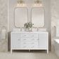 James Martin Vanities Myrrin 60" Double Vanity in Bright White with Single Hole and 3 cm White Zeus Quartz Top & Backsplash, , large