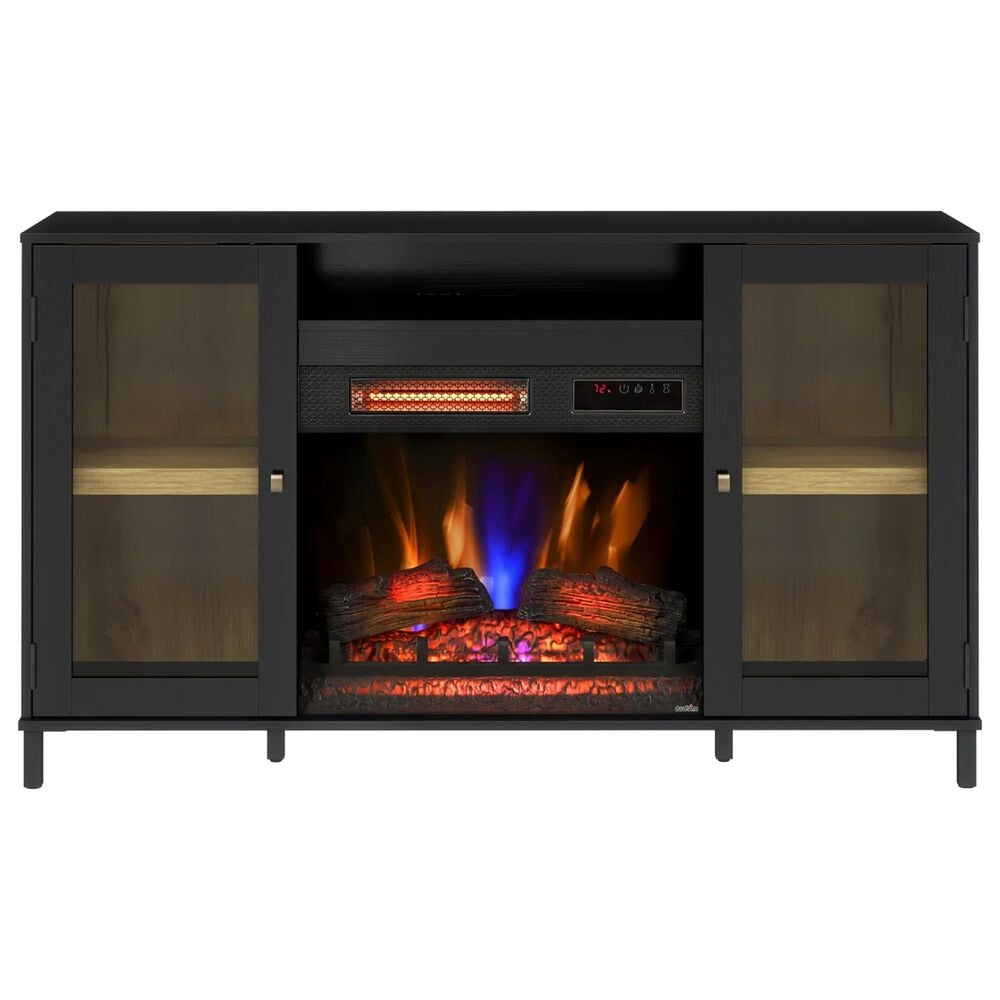 Fabio Flames Nathan 54" Electric Fireplace TV Stand in Black, , large