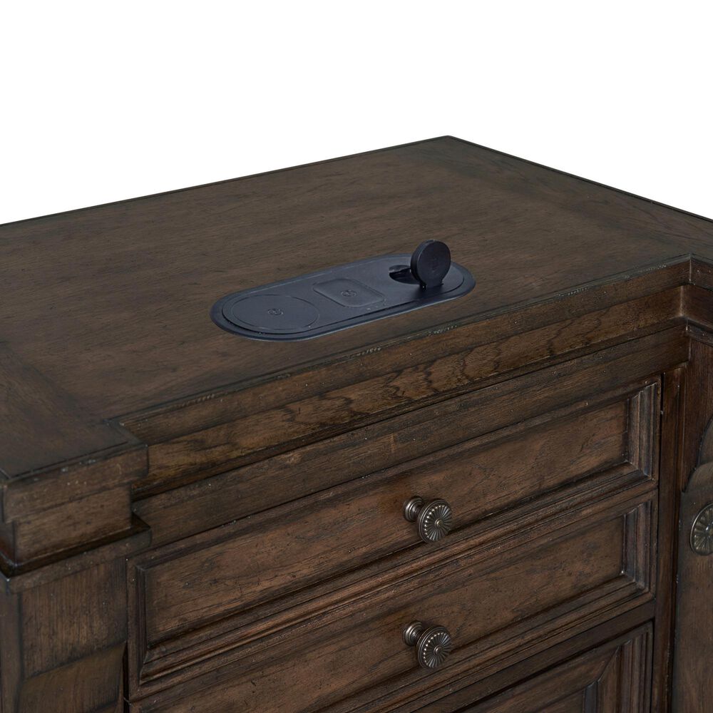 Sasha Lee Grand Teton 2 Drawer Wireless Charging Nightstand in Dark Brown with 2 USB Ports, , large