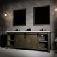 Lexora Home Marsyas 84" Double Bathroom Vanity in Rustic Brown with White Quartz Top and Rectangular Sinks, , large
