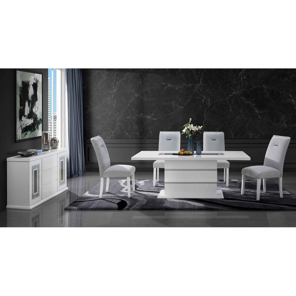 Global Furniture USA Monoco Pedestal Dining Table and 4 Dining Chairs in White, , large