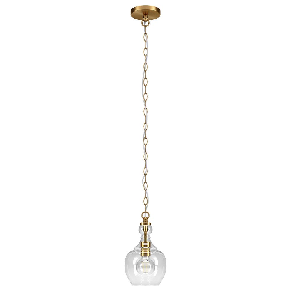 Hudson and Canal Verona 7" Pendant in Brushed Brass, , large