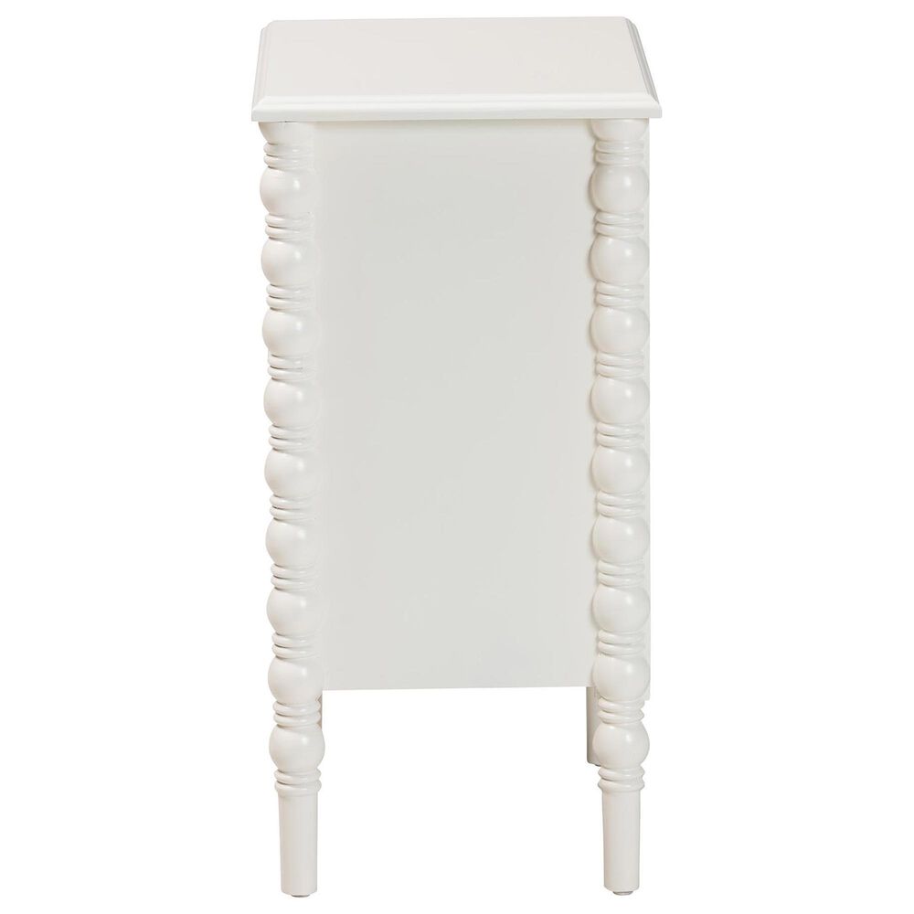 Baxton Studio Malinda 3-Drawer End Table with Spindle Legs in White, , large