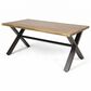 Hearth and Haven Outdoor Coffee Table with Metal X-Frame Base in Brown and Black, , large