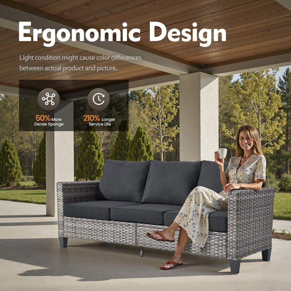 HOMLUX 4-Piece Outdoor Sofa Set in Black, , large