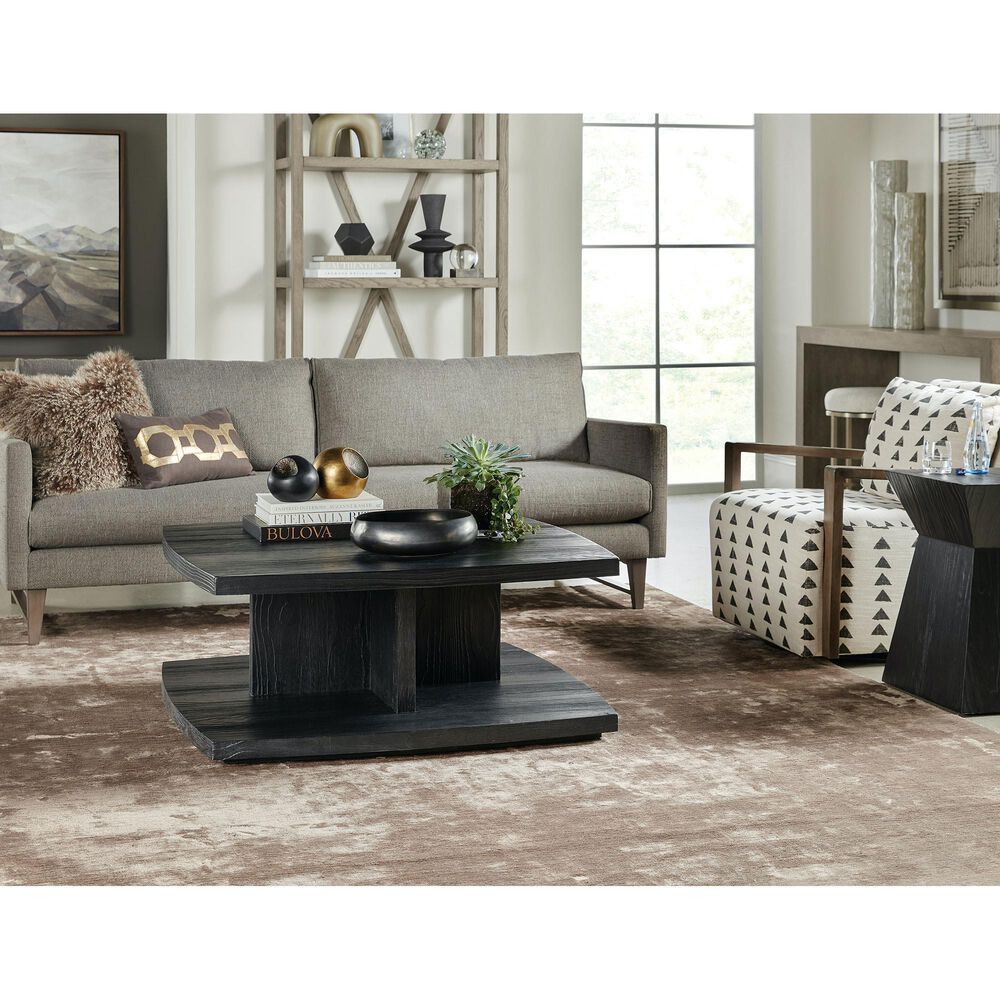 Hooker Furniture Linville Falls Shou Sugi Ban Square Cocktail Table in Charred Black, , large