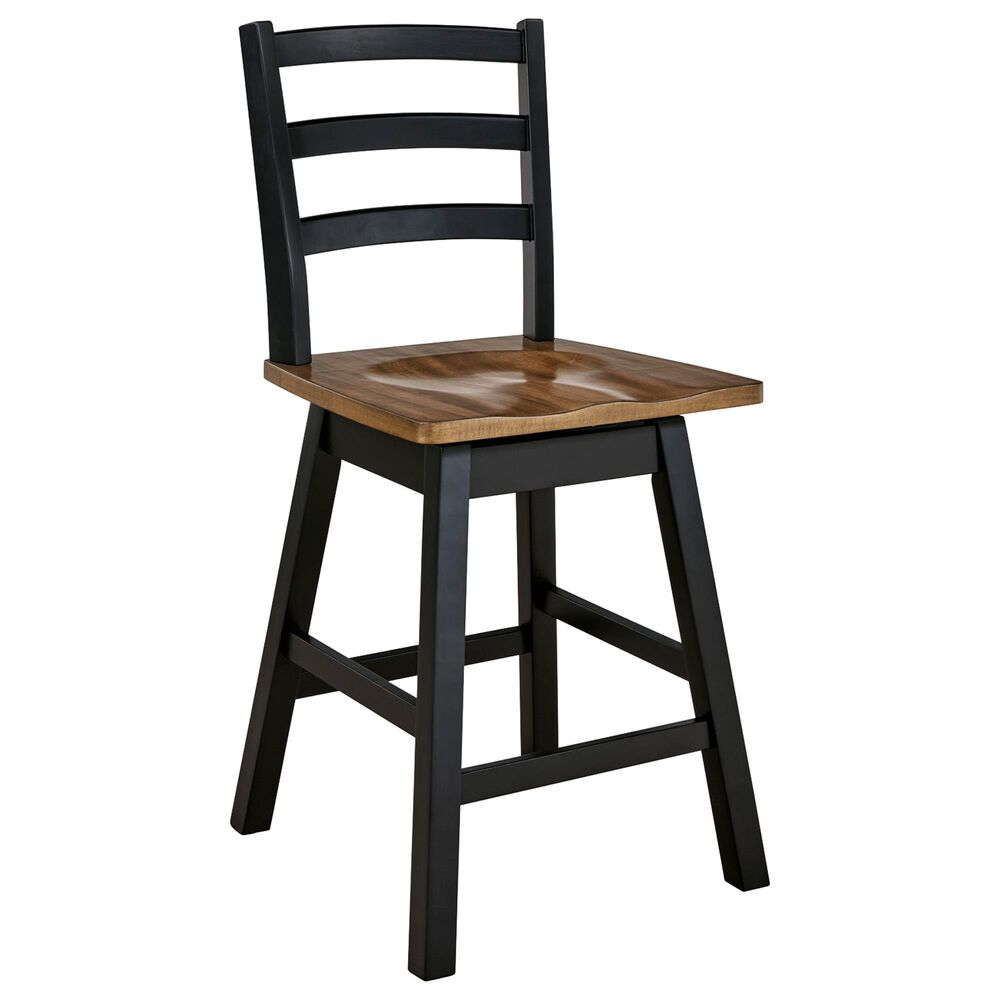 Ashley Wildenauer Swivel Counter Stool in Brown and Black, , large