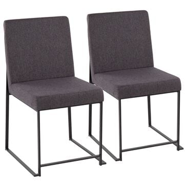 LumiSource Fuji Dining Chair with Charcoal Cushion in Black (Set of 2), , large