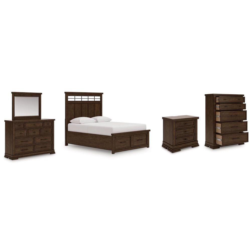 Ashley Taffenbrook 5-Piece Queen Storage Bedroom Set in Medium Brown and Black, , large