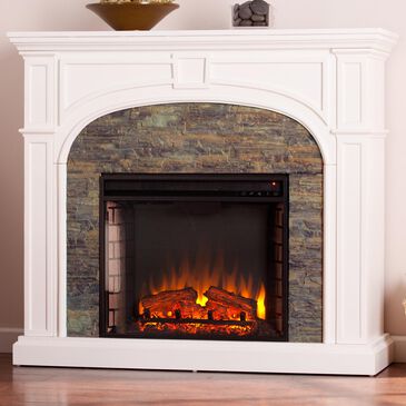 Southern Enterprises Fael Electric Fireplace in White/Montelena Faux Stone, , large