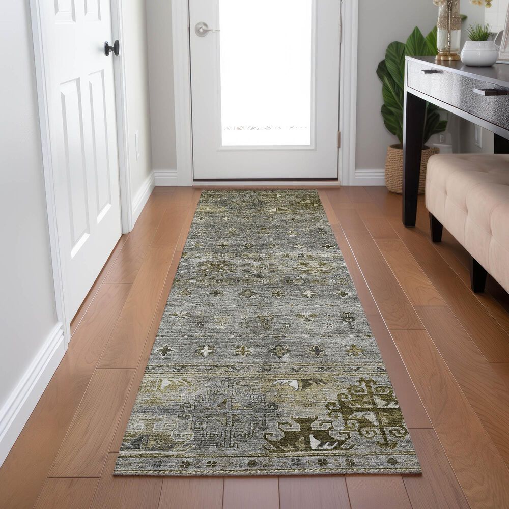 Dalyn Rug Company Karaj KJ5 2&#39;3&quot; x 7&#39;6&quot; Pewter Indoor/Outdoor Runner, , large