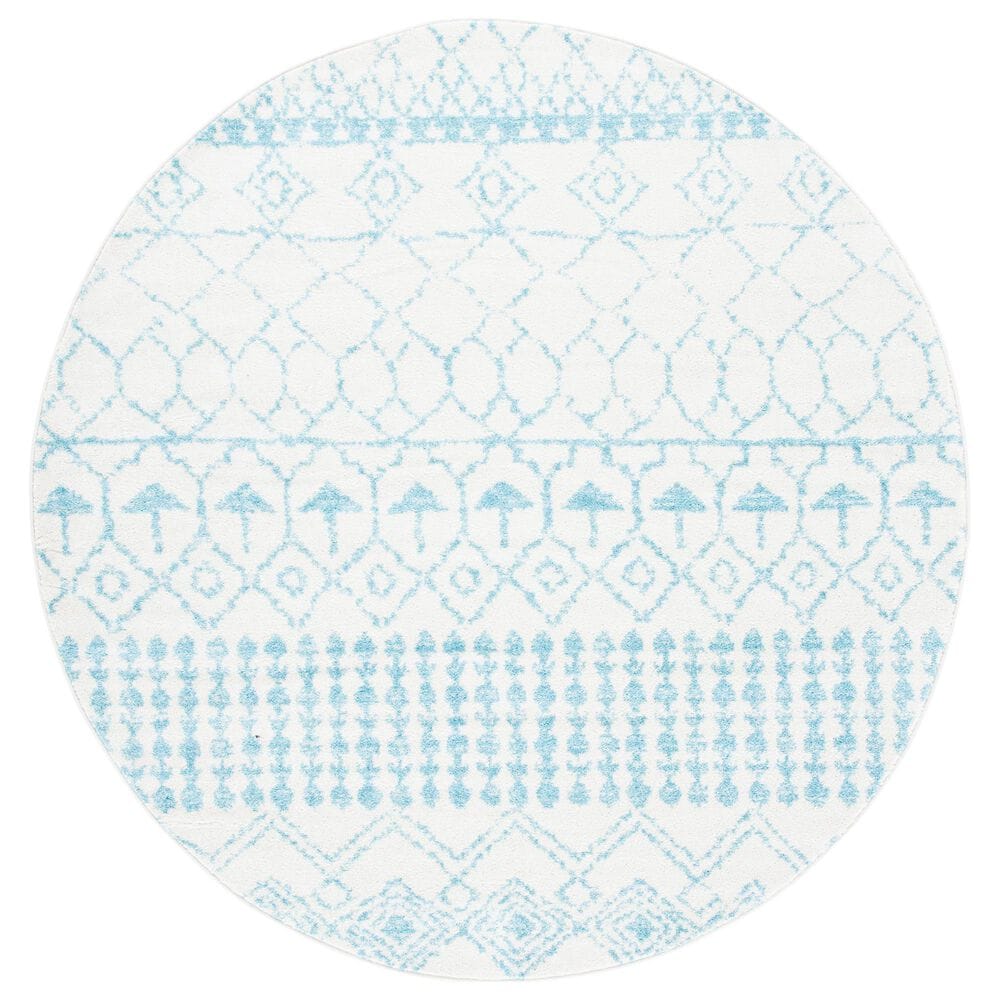 Safavieh Tulum 6"7" Round Ivory and Turquoise Area Rug, , large