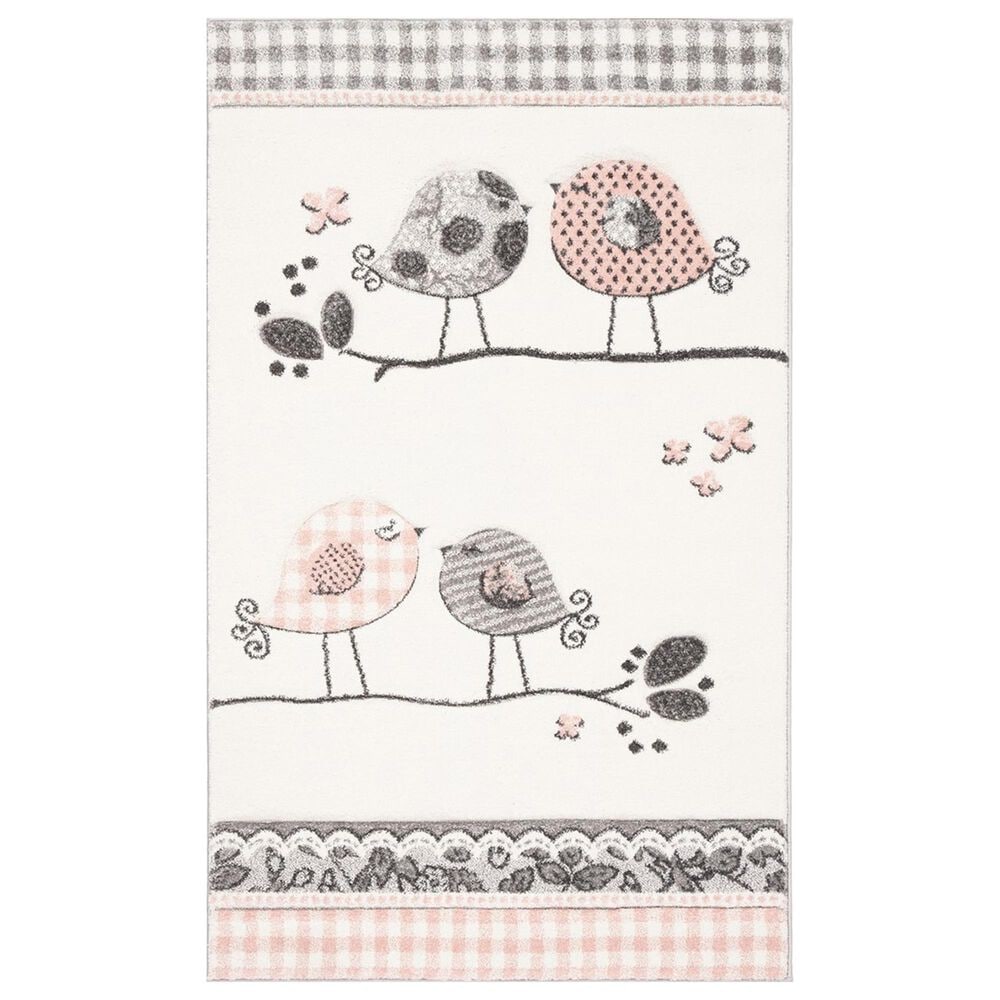 Safavieh Carousel CRK153 4" x 6" Pink and Ivory Kids Area Rug, , large