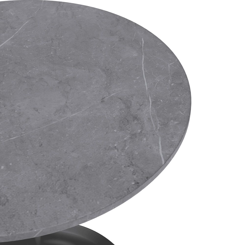 Leisuremod LeisureMod Verve Collection 27 Round Dining Table, Black Base with Sintered Stone Grey Top, , large