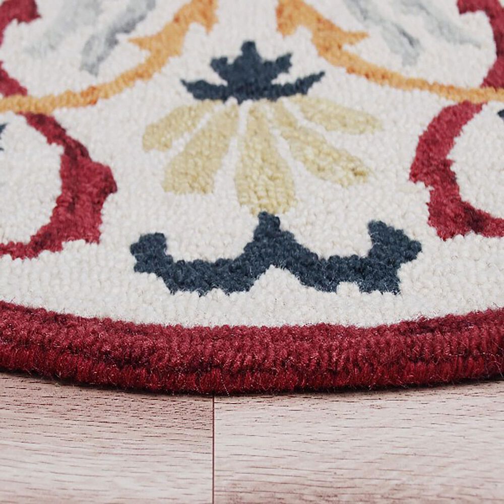 L&amp;R Resources Sinuous Electric Floral Medallion 6&#39; Round Red, Yellow, Cream and Navy Area Rug, , large