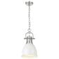 Golden Lighting Duncan 1-Light Small Pendant with Chain and Matte White Shade in Pewter, , large