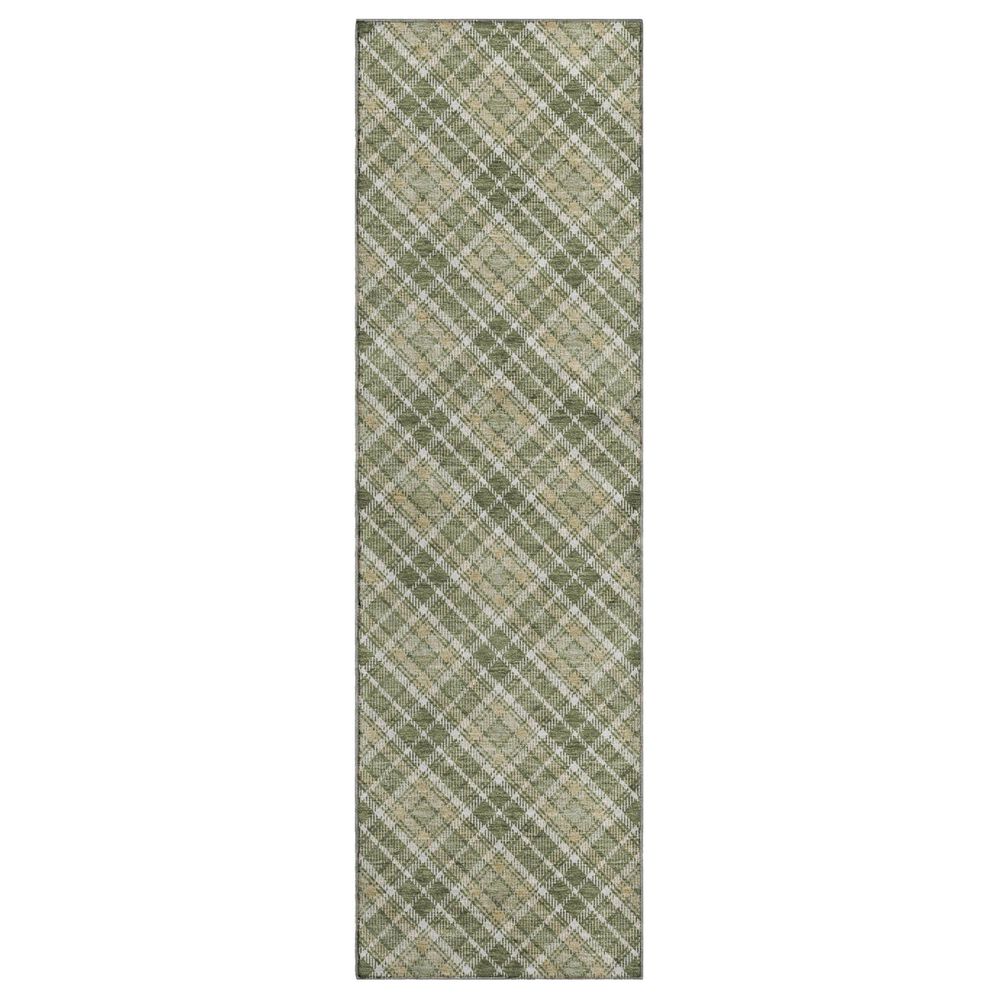Dalyn Rug Company Soft Essentials Plaid Olive 2"3" x 7"6" Indoor/Outdoor Runner, , large