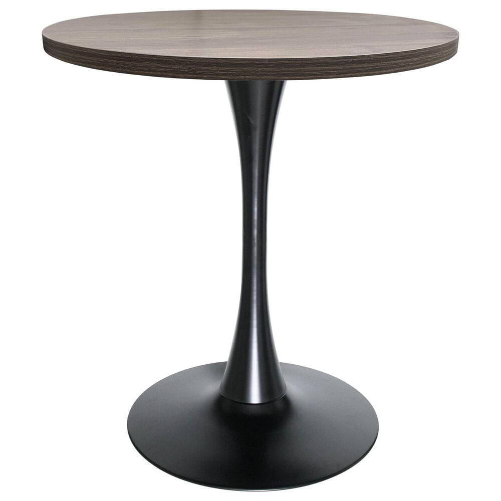Leisuremod LeisureMod Bristol Dining table, Black Base with 27 Round Dark Walnut MDF top, , large