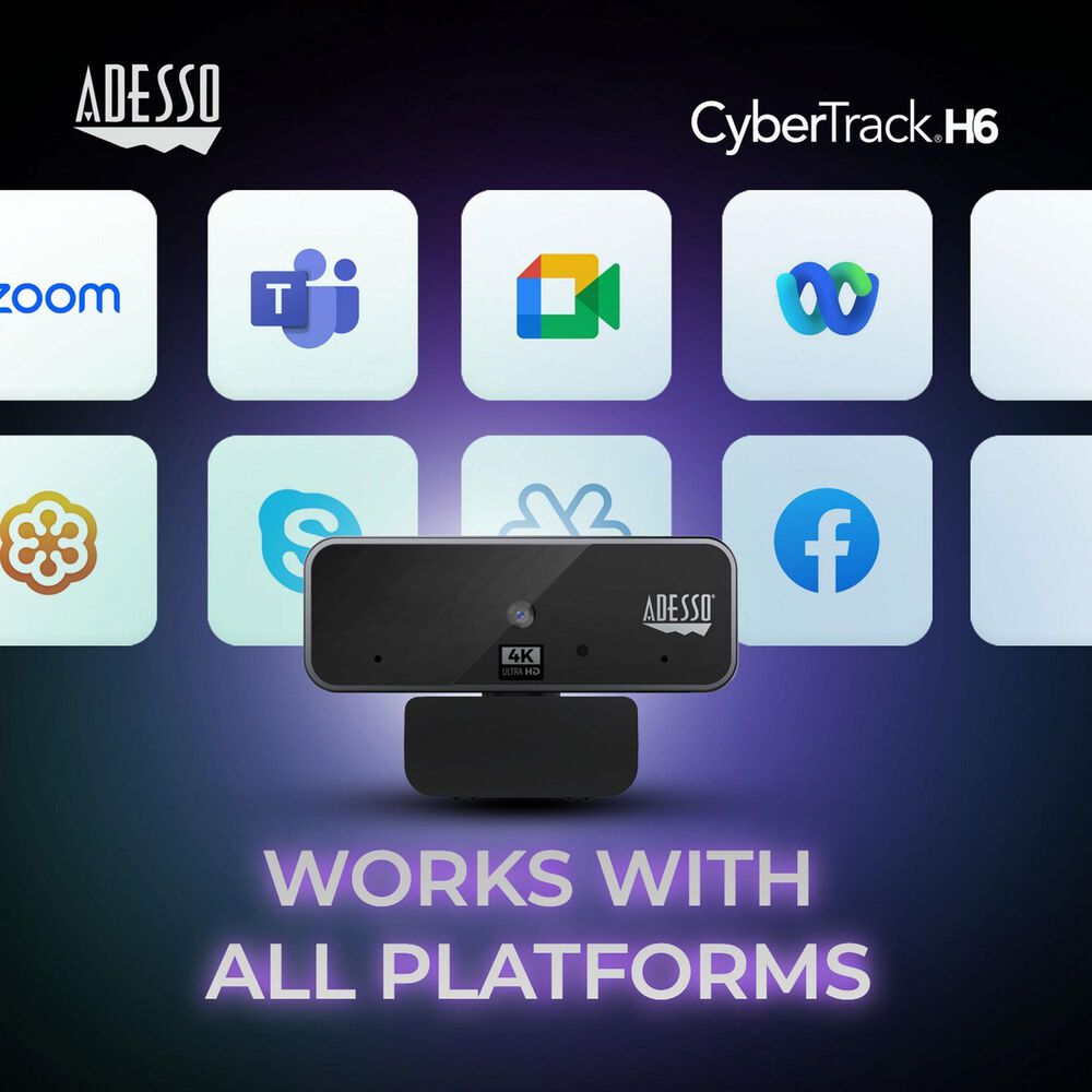 Adesso CyberTrack H6 4K Ultra HD Resolution Desktop Webcam in Black, , large