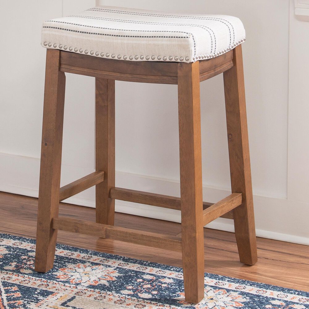Linon Home Decor Claridge Counter Stool with Natural Cushion in Rich Brown, , large
