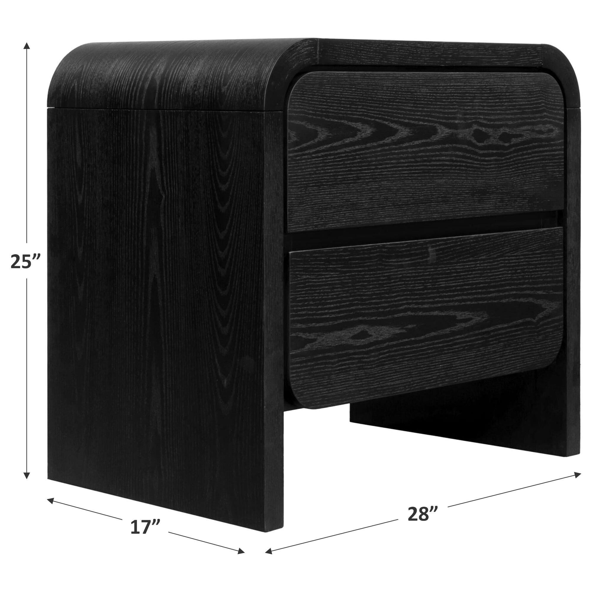 Urban Home Elora 2-Drawer Nightstand in Jet Black