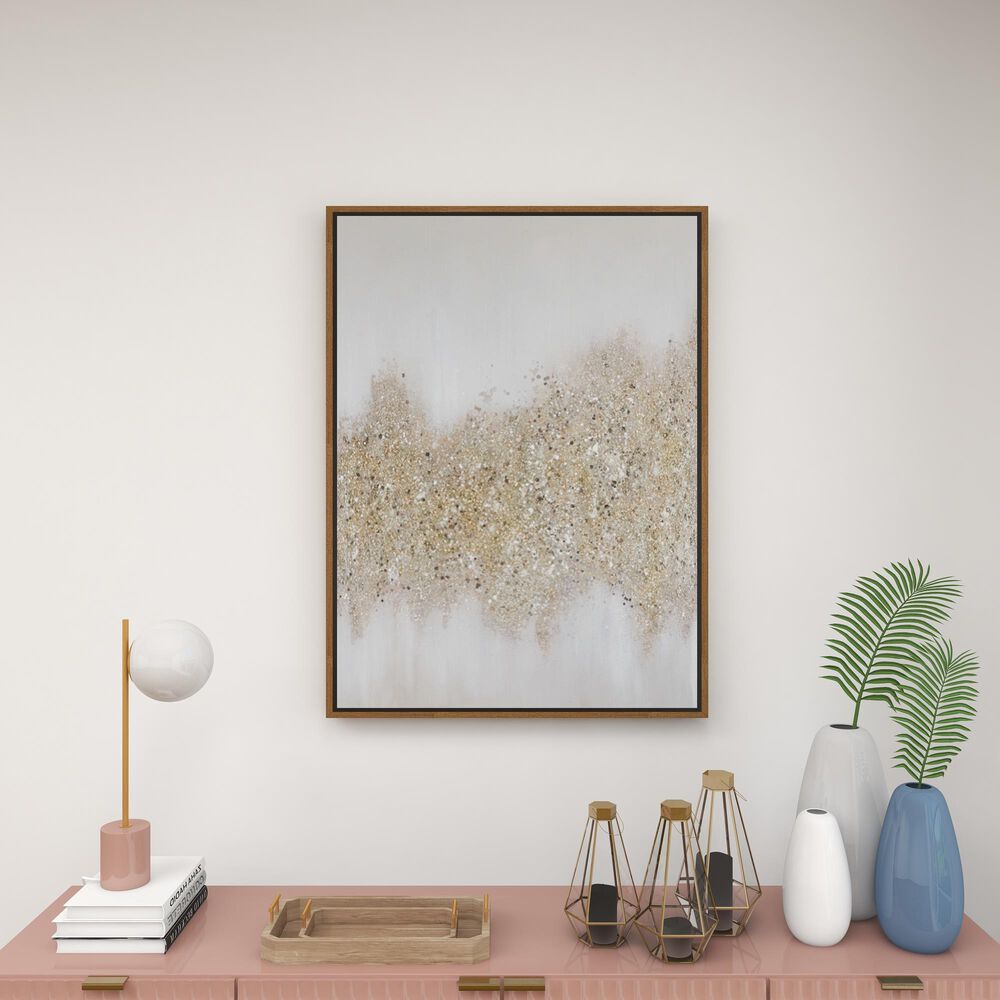 CosmoLiving by Cosmopolitan 40&quot; x 30&quot; Abstract Wall Art in Silver, White, Gold and Gray, , large