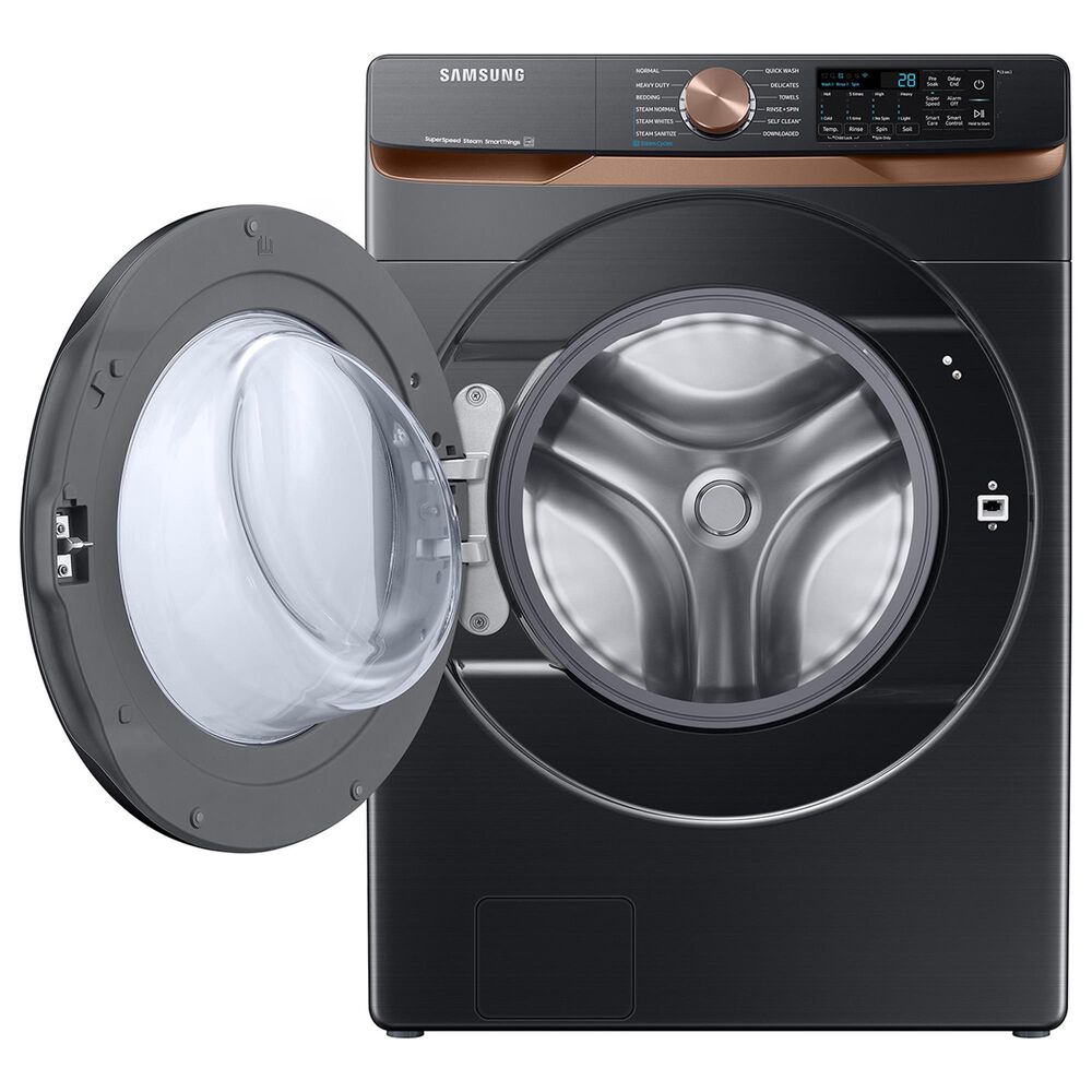 Samsung 5.0 Cu. Ft. Extra Large Capacity Smart Front Load Washer with Super Speed Wash and Steam in Brushed Black, , large