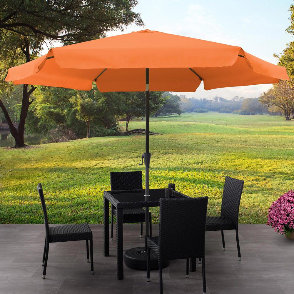 CorLiving 10' Round Tilting Patio Umbrella in Orange, , large