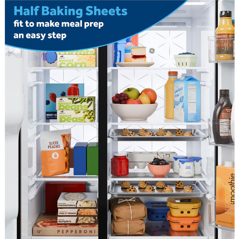GE Appliances 27.7 Cu. Ft. Side-By-Side Refrigerator with LED Light Walls and Extra Tall Dispenser in Fingerprint Resistant Stainless Steel, , large