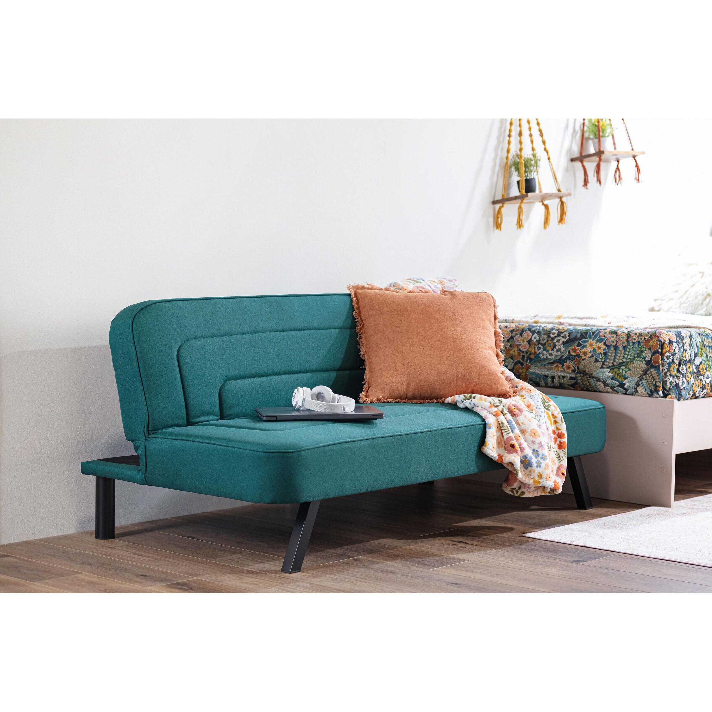 Serta Frankie Convertible Sofa in Forest Green