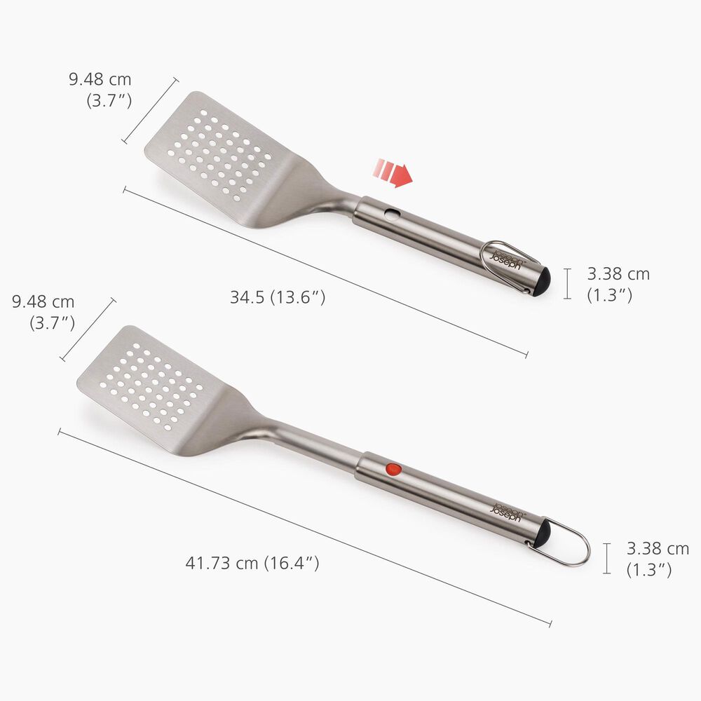 Joseph Joseph GrillOut 3-Piece BBQ Turner Tongs and Fork Set in Stainless Steel, , large