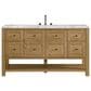 James Martin Vanities Breckenridge 60" Single Bathroom Vanity in Light Natural Oak with 3 cm Carrara White Marble Top and Rectangular Sink, , large