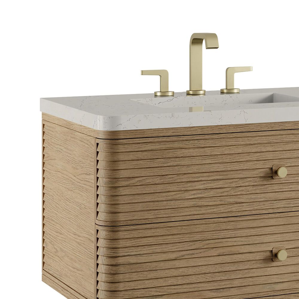 James Martin Allamari 72" Double Bathroom Vanity in Dune Mist with 3 cm Siberian Silestone Top, Rectangular Sinks and FreePower Wireless Charger, , large