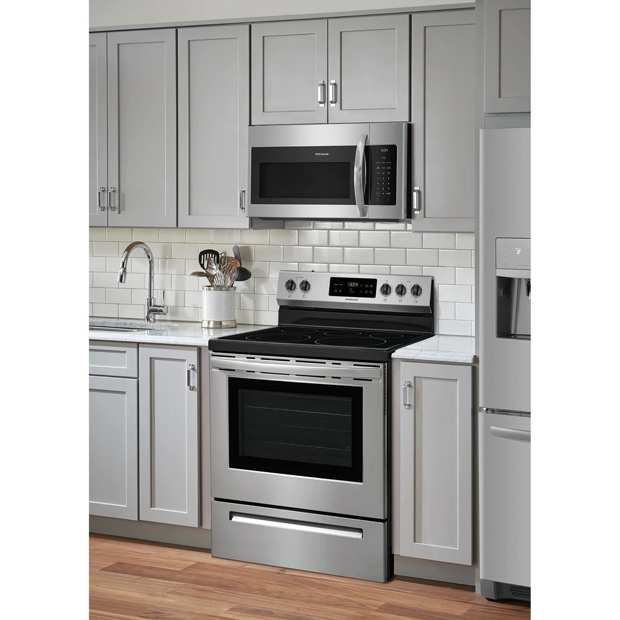 electric range with microwave