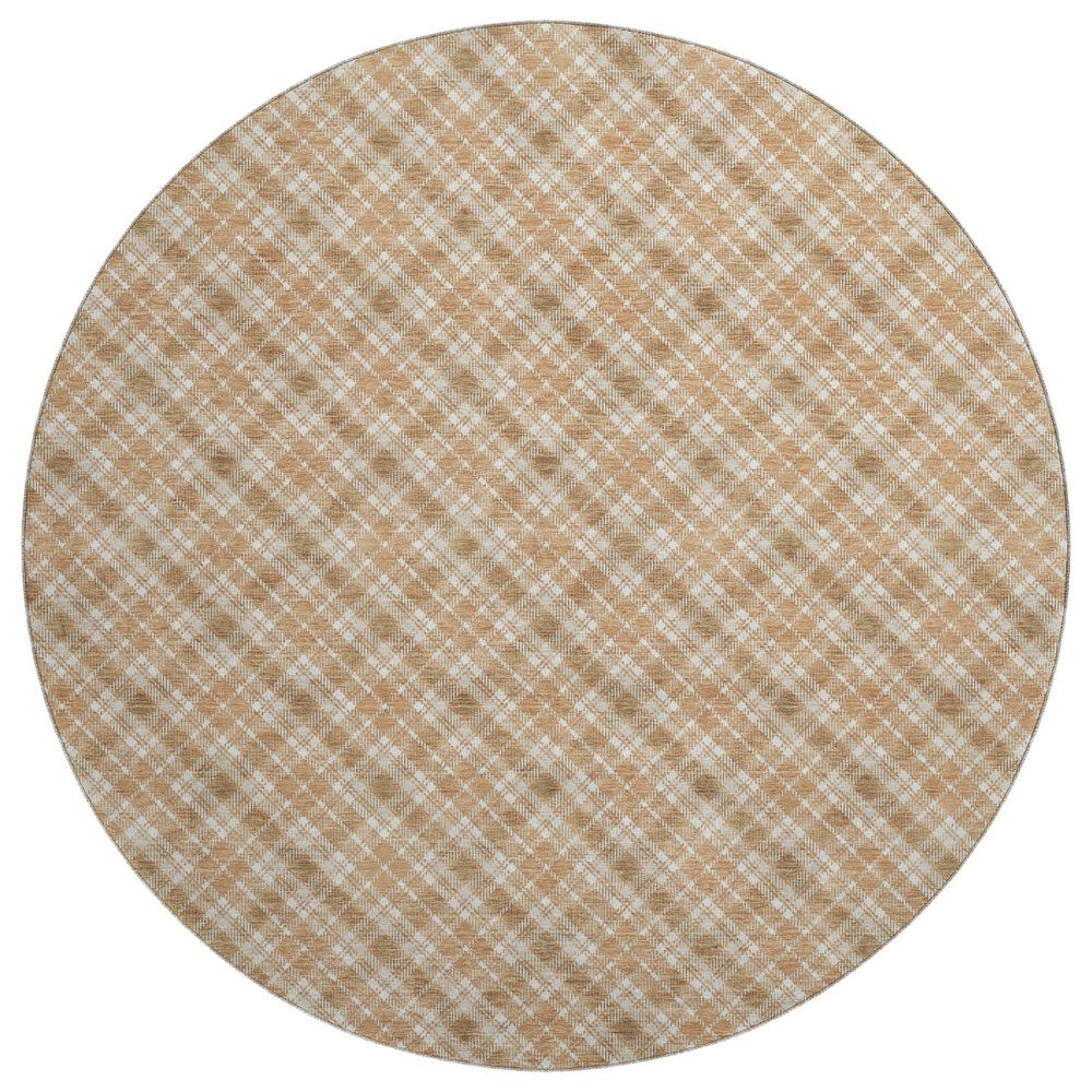 Dalyn Rug Company Soft Essentials Plaid Copper 8" Round Indoor/Outdoor Area Rug, , large