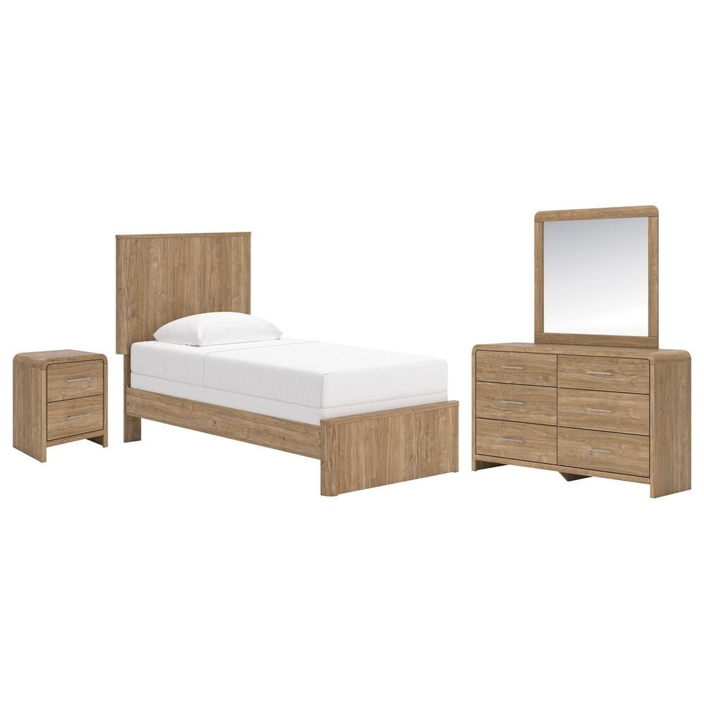 Ashley Gramburg 4 Piece Twin Panel Bedroom Set in Warm Brown, , large