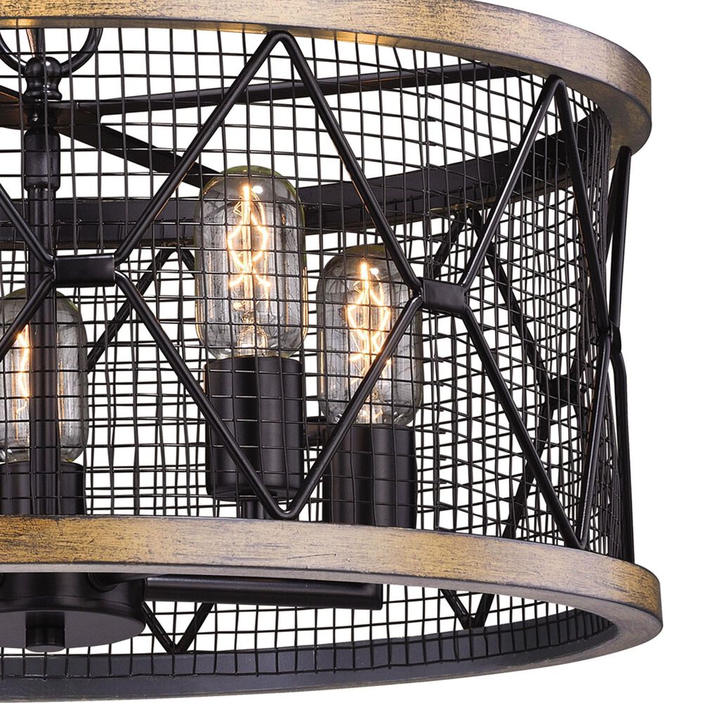 Vaxcel Bremerton 5-Light Chandelier in Black and Burnished Teak, , large