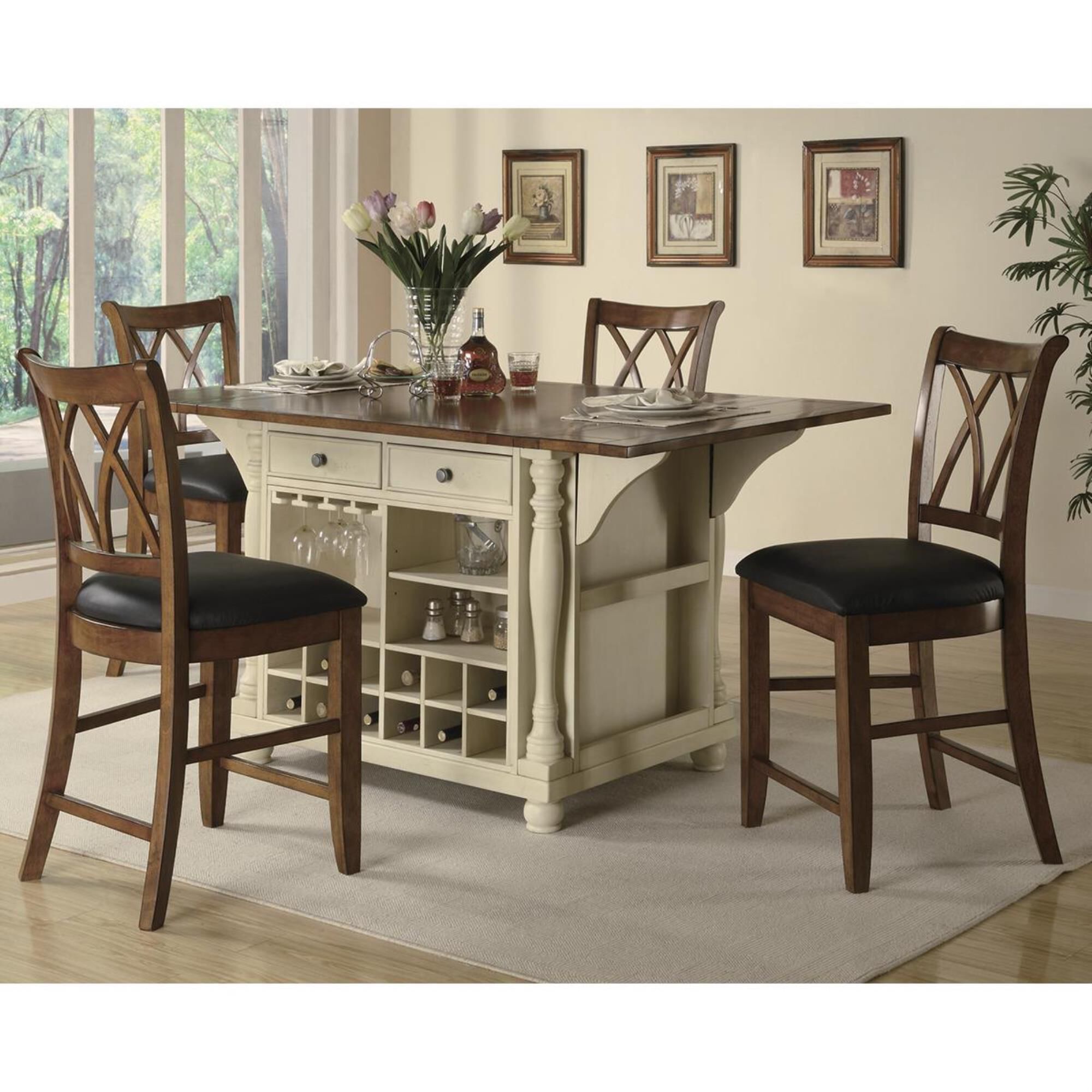 Kitchen island with two chairs on sale