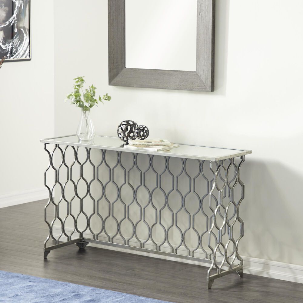 Maple and Jade Frame Console Table in Silver, , large