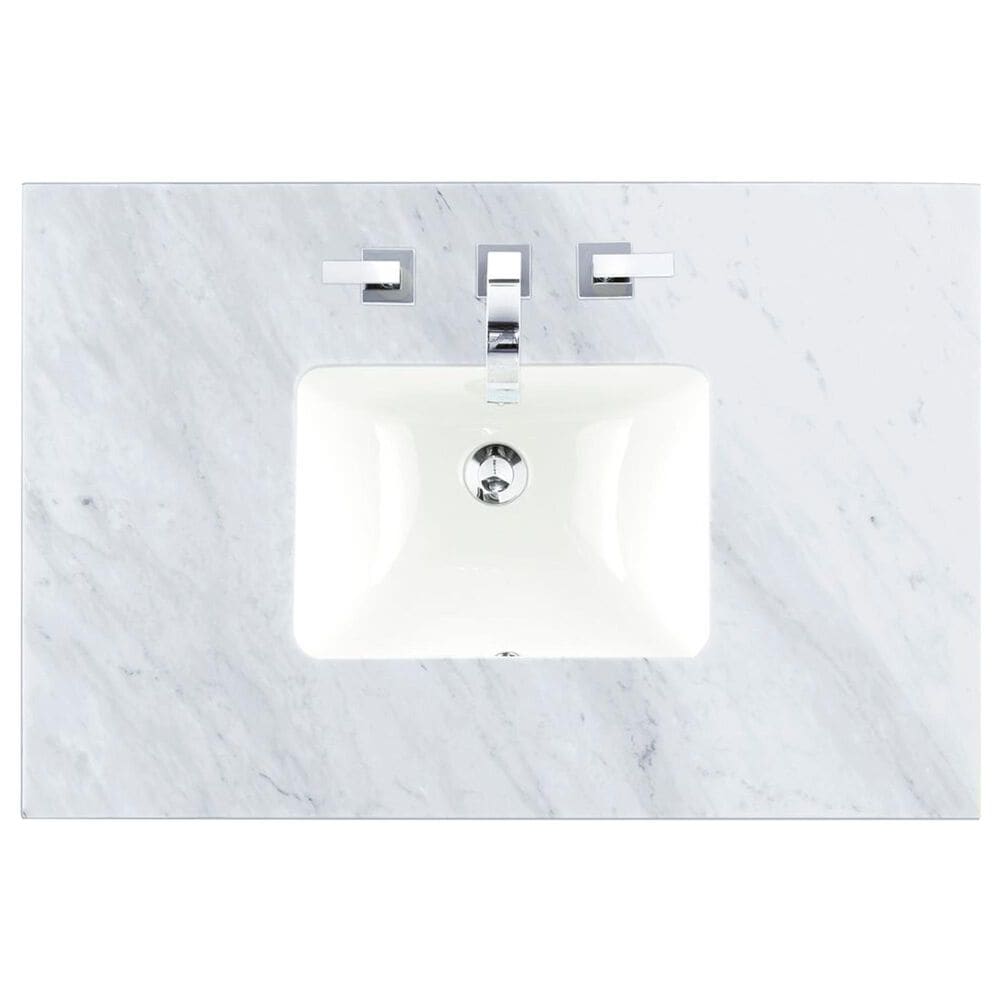 James Martin Vanities Breckenridge 36&quot; Single Vanity in Whitewashed Oak with 3 cm Carrara White Marble Top, , large