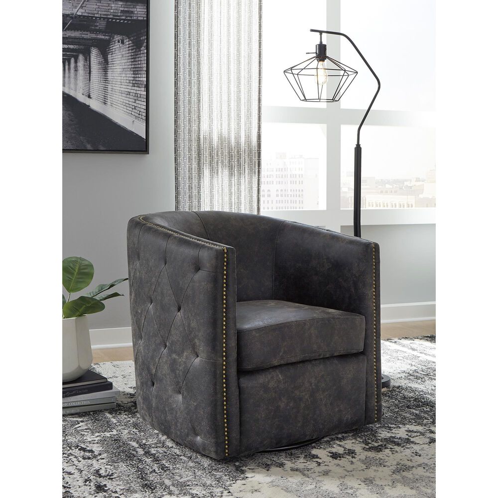 Ashley Brentlow Swivel Chair in Distressed Black, , large