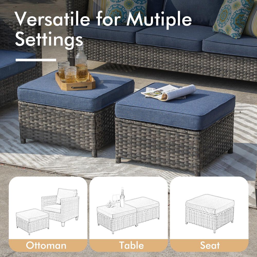 HOMLUX 8-Piece Outdoor Patio Furniture in Denim Blue, , large