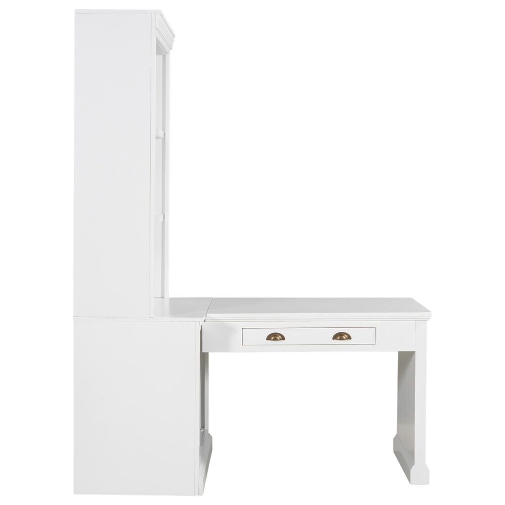 Hearth and Haven Writing Desk with Open Bookshelf and LED Lighting in White, , large